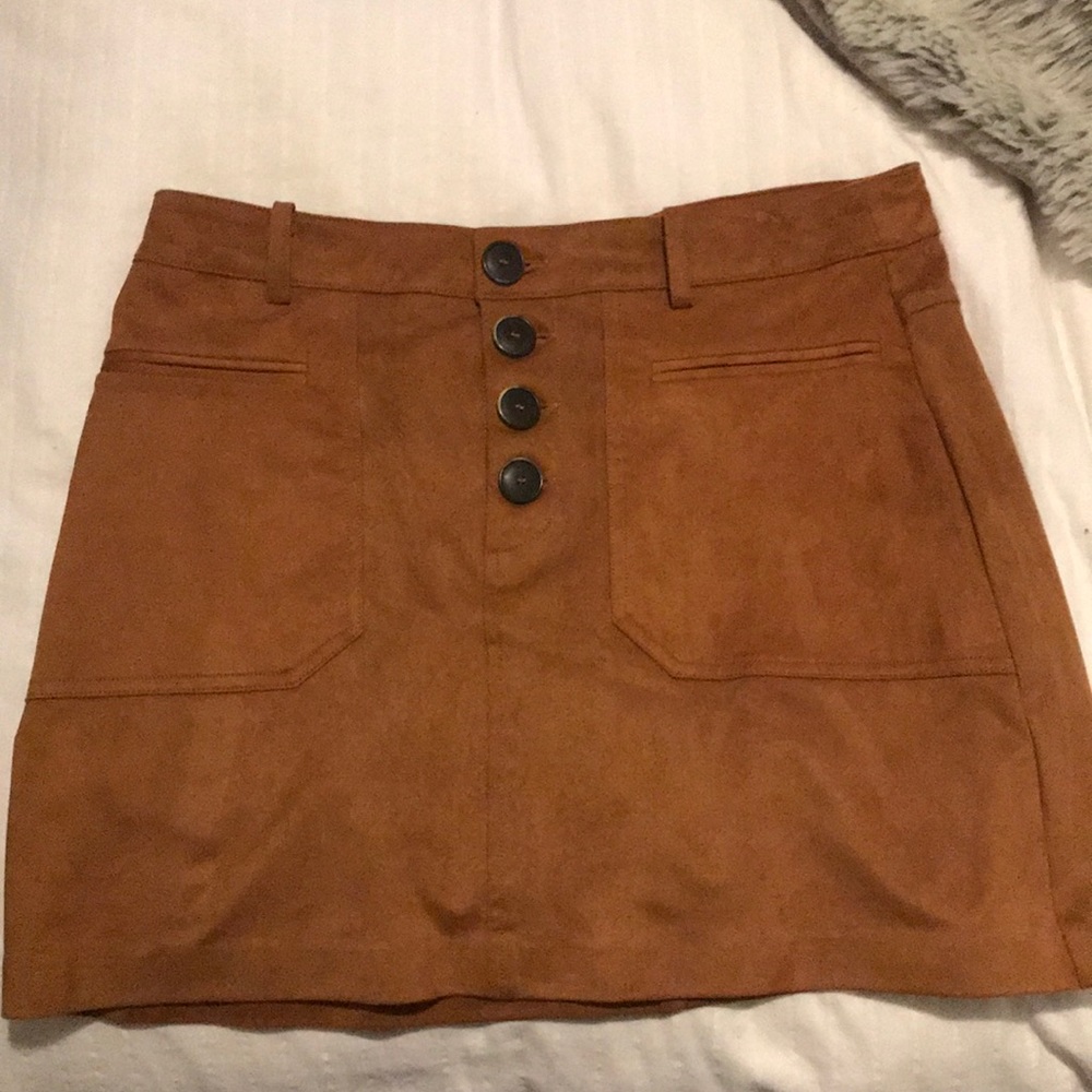Brown Faux Suede Skirt - Zara trf collection